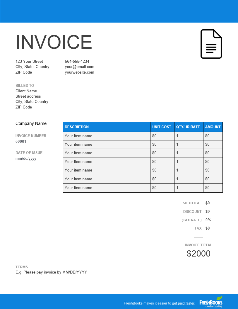 Invoice template docs blue